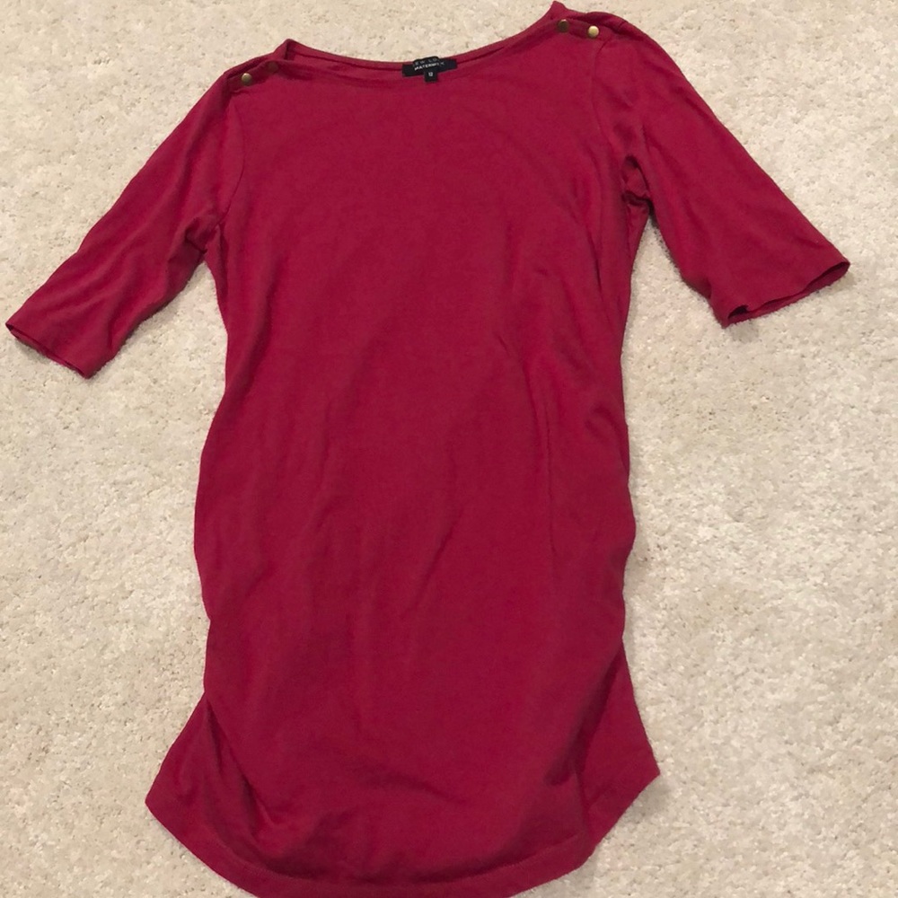 Maternity top with gold button shoulder detail